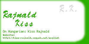 rajnald kiss business card